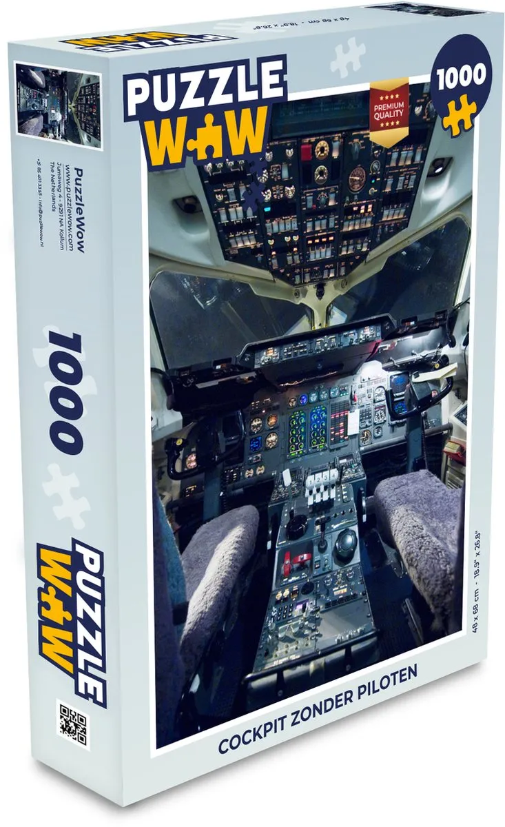 PuzzleWow Cockpit zonder piloten Legpuzzel 1000 Stuks - Multicolor