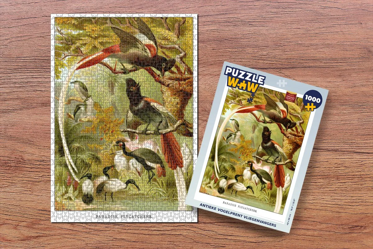 PuzzleWow Antieke Vogelprent Legpuzzel 1000 Stuks - Multicolor