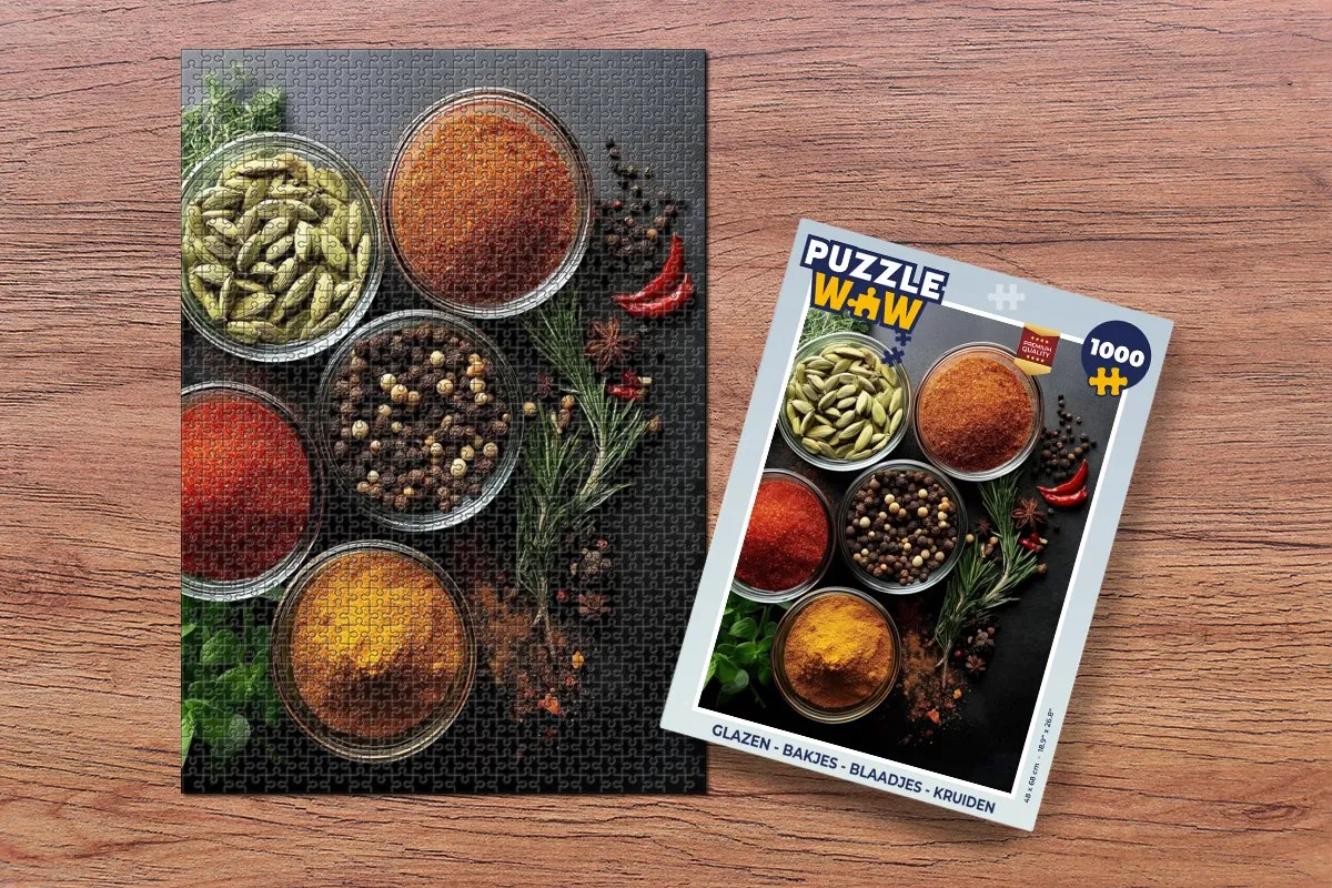 PuzzleWow Kruiden Legpuzzel 1000 Stuks - Glazen/Bakjes/Kruiden