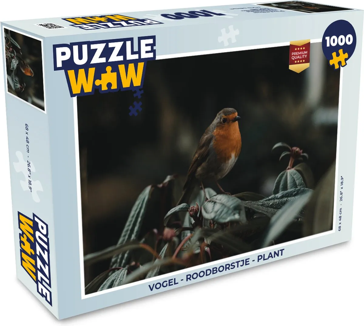 PuzzleWow Vogel - Roodborstje Legpuzzel 1000 Stuks - Multicolor