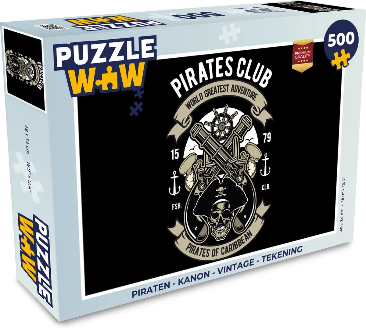 PuzzleWow Piraten Kanon Legpuzzel 500 Stuks - Multicolor