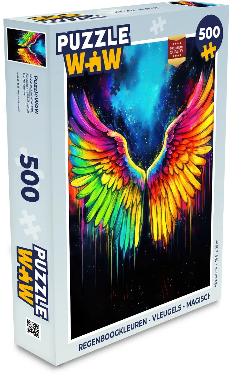 PuzzleWow Regenboogkleuren Vleugels Legpuzzel 500 Stuks