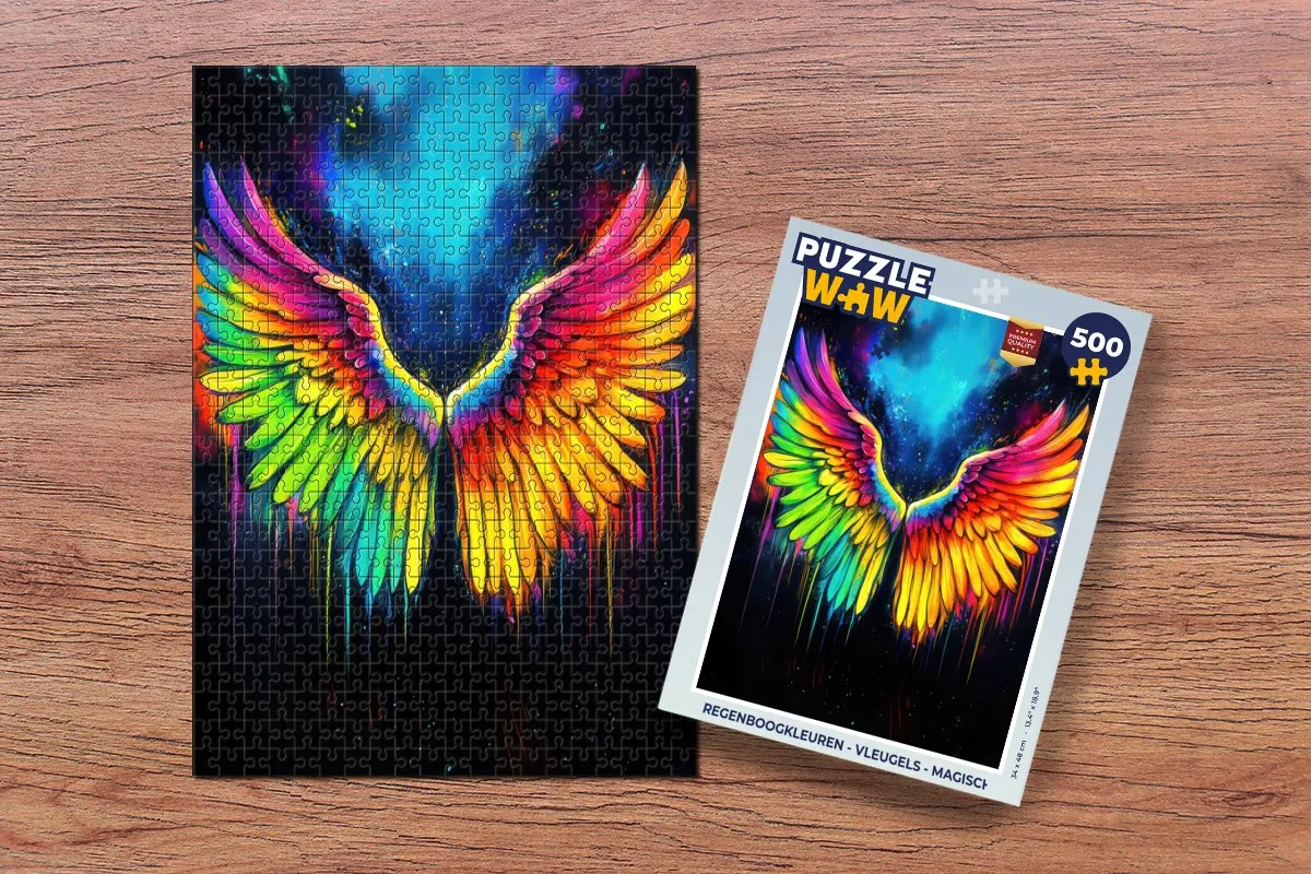 PuzzleWow Regenboogkleuren Vleugels Legpuzzel 500 Stuks