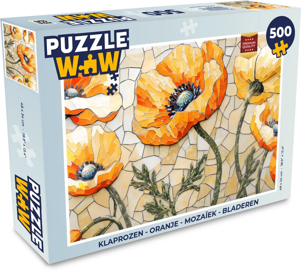PuzzleWow Klaprozen Mozaïek Legpuzzel 500 Stuks