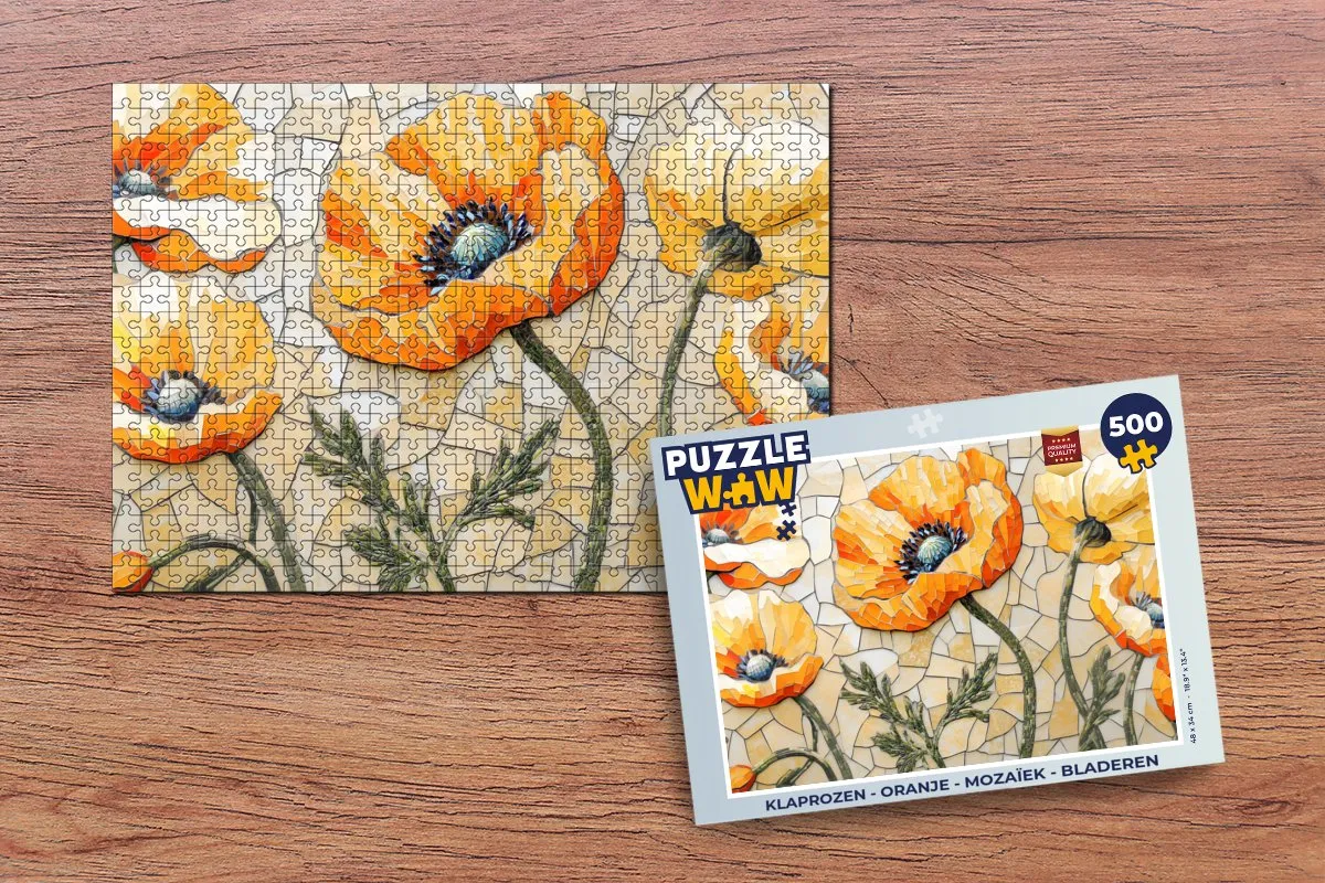 PuzzleWow Klaprozen Mozaïek Legpuzzel 500 Stuks