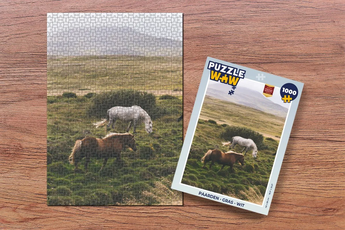 PuzzleWow Paarden Gras Legpuzzel 1000 Stuks - Multicolor