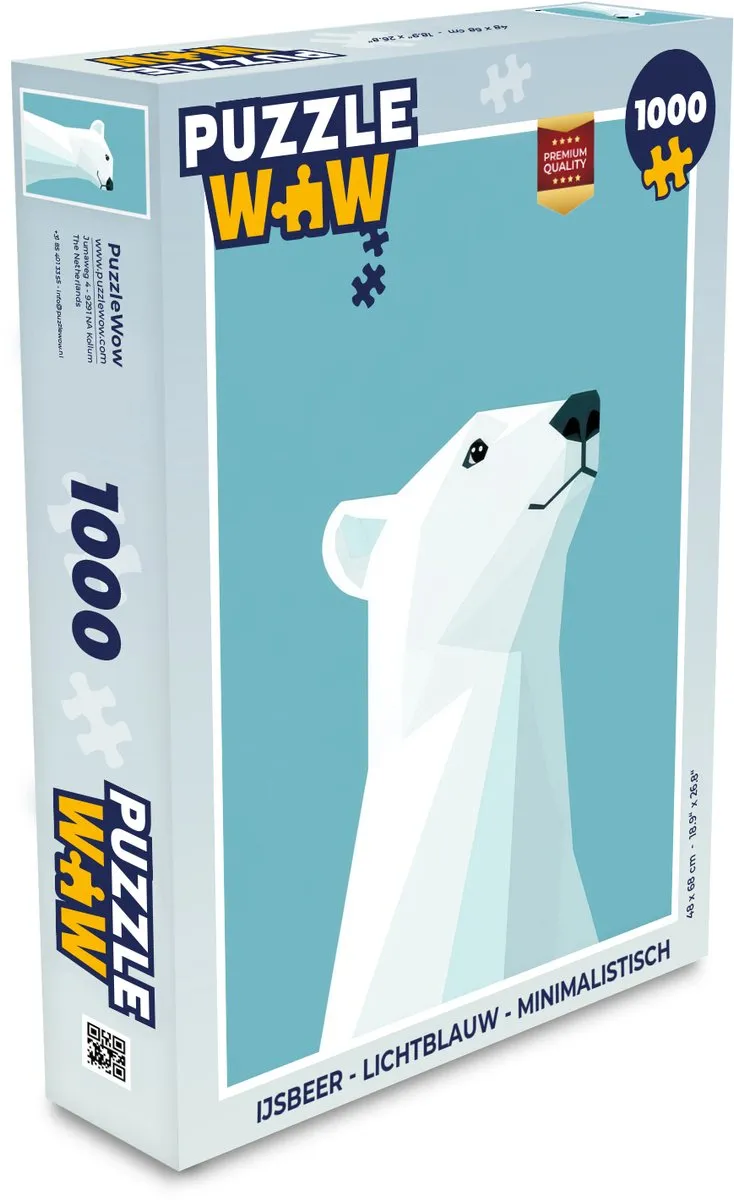 PuzzleWow IJsbeer Legpuzzel 1000 Stuks - Lichtblauw