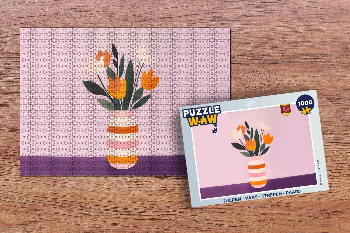 PuzzleWow Tulpen - Vaas Legpuzzel 1000 Stuks - Paars