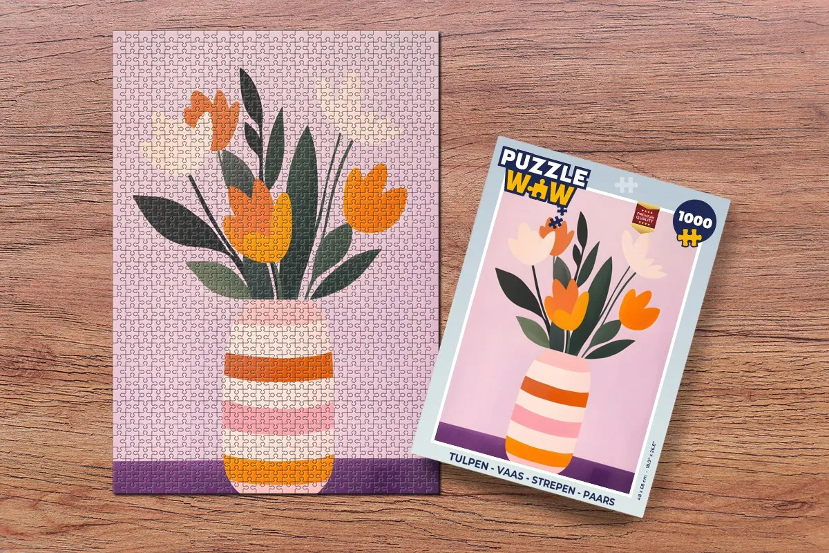 PuzzleWow Tulpen - Vaas Legpuzzel 1000 Stuks - Paars
