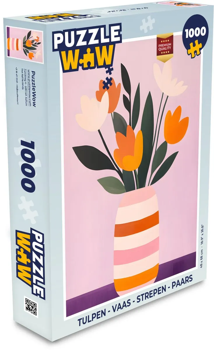 PuzzleWow Tulpen - Vaas Legpuzzel 1000 Stuks - Paars