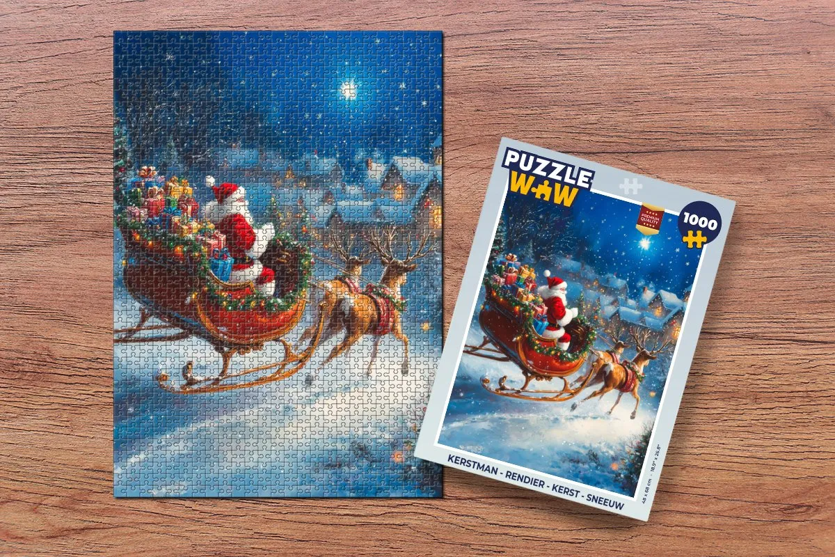 PuzzleWow Kerstman & Rendier Legpuzzel 1000 Stuks