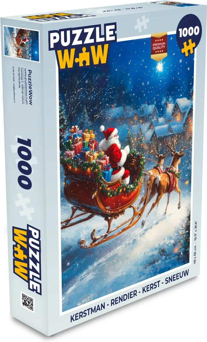 PuzzleWow Kerstman & Rendier Legpuzzel 1000 Stuks