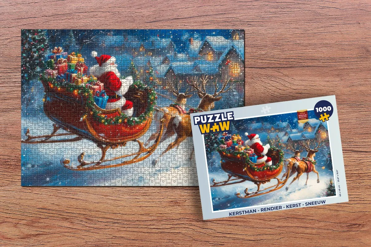PuzzleWow Kerstman & Rendier Legpuzzel 1000 Stuks