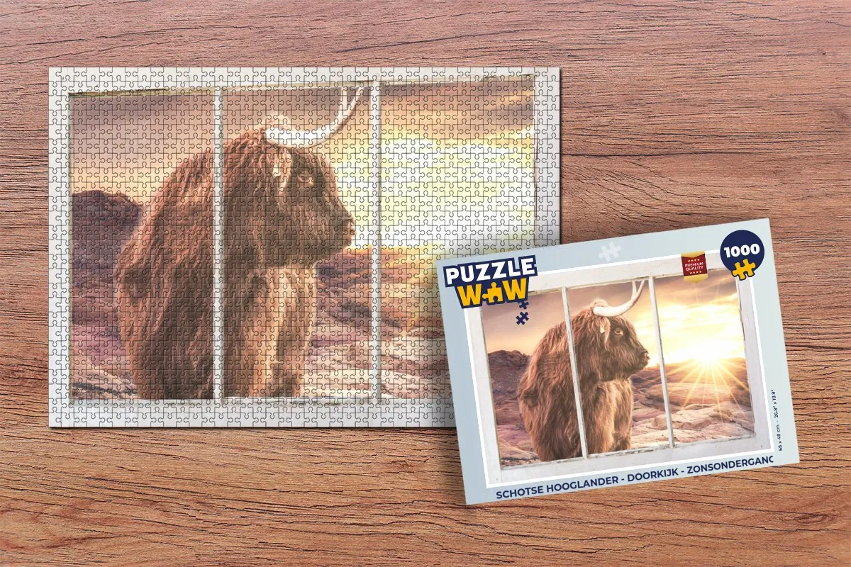 PuzzleWow Schotse Hooglander Legpuzzel 1000 Stuks - Multicolor