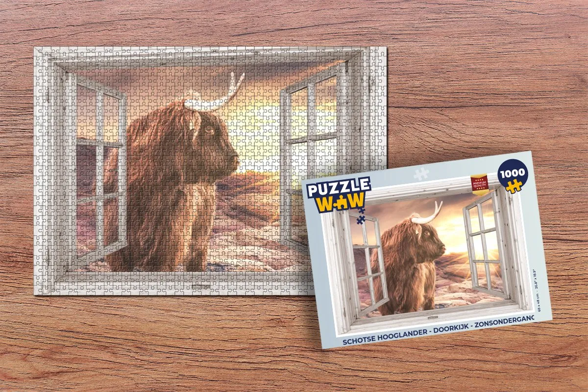 PuzzleWow Schotse Hooglander Legpuzzel 1000 Stuks - Multicolor
