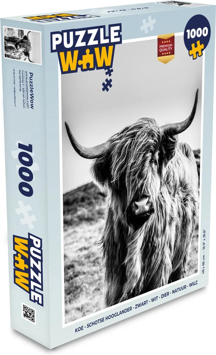 PuzzleWow Schotse Hooglander Legpuzzel 1000 Stuks - Multicolor