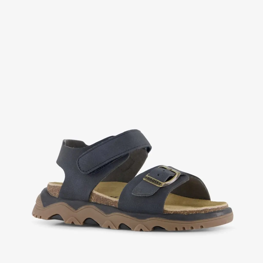 Braqeez leren jongens sandalen donkerblauw