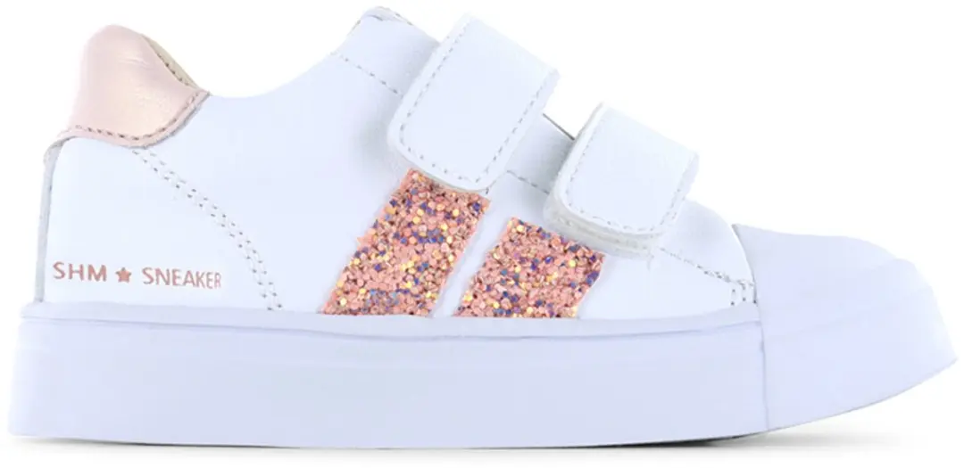 Shoesme Witte Sneaker Roze Glitters - Meisjes - Maat 24 - afbeelding 3 van 6