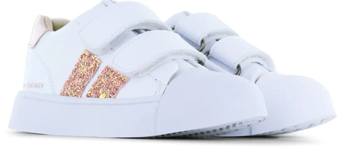 Shoesme Witte Sneaker Roze Glitters - Meisjes - Maat 24 - afbeelding 4 van 6
