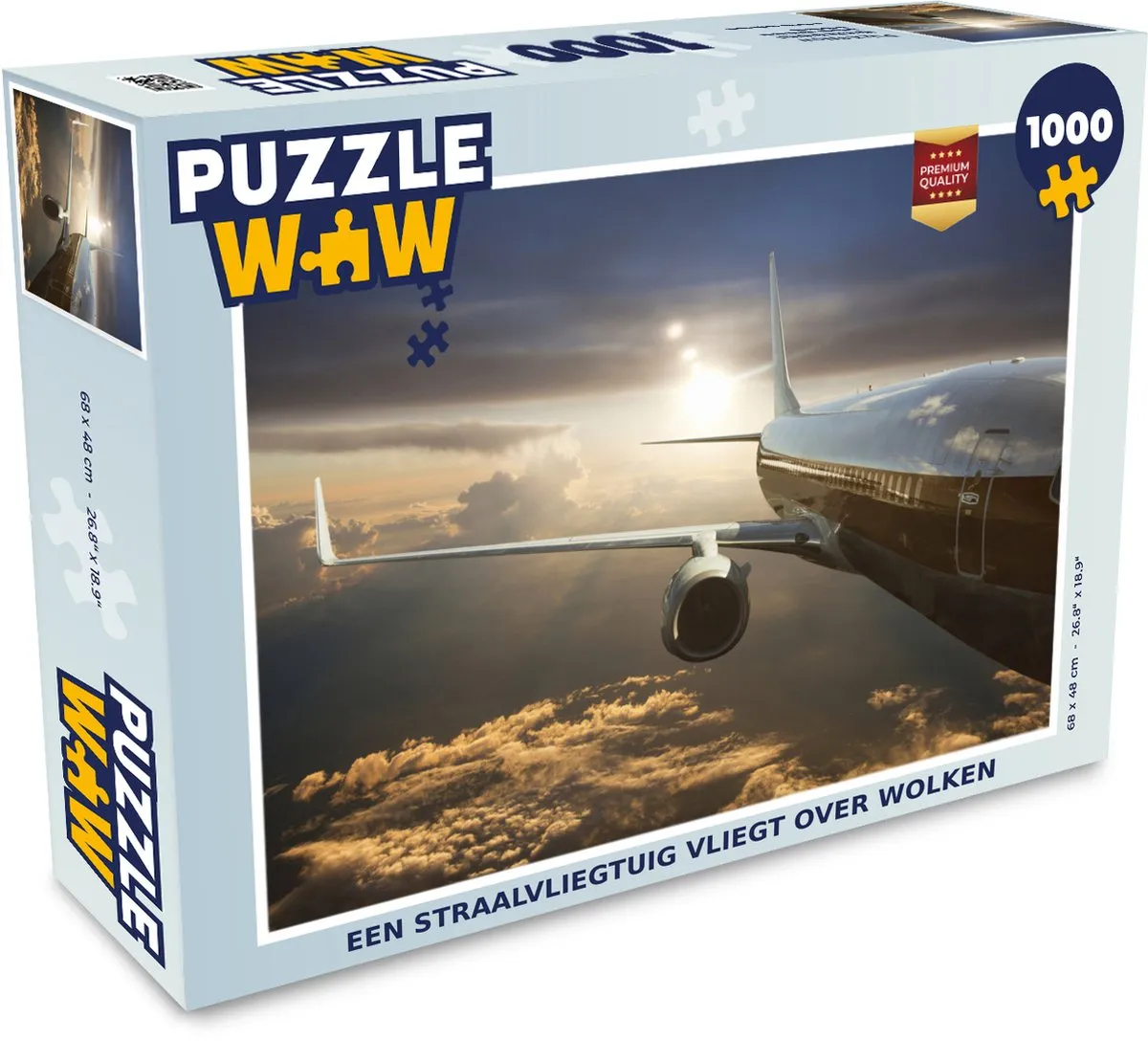 PuzzleWow Legpuzzel Straalvliegtuig Wolken 1000 Stuks - Multicolor
