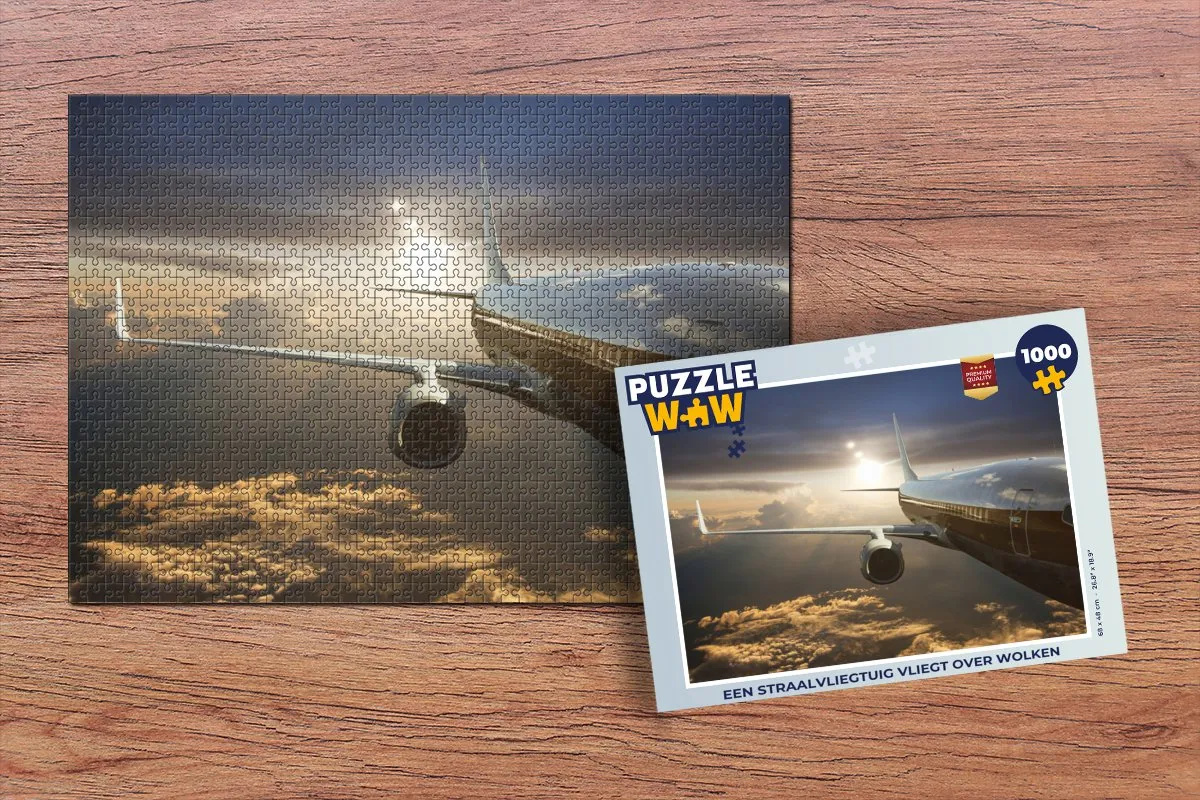 PuzzleWow Legpuzzel Straalvliegtuig Wolken 1000 Stuks - Multicolor