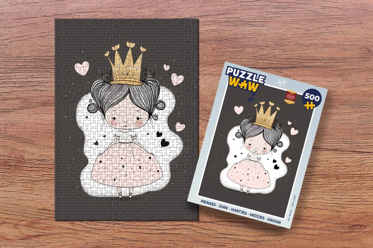 PuzzleWow Prinses Jurk Hartjes Legpuzzel 500 Stuks - Multicolor