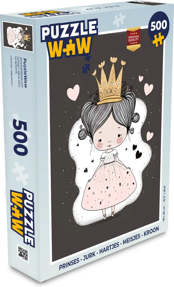 PuzzleWow Prinses Jurk Hartjes Legpuzzel 500 Stuks - Multicolor