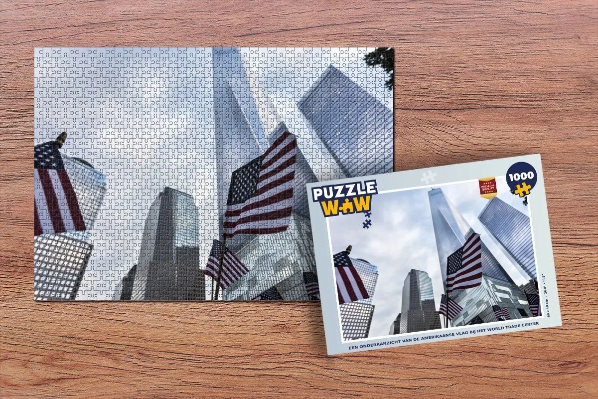 PuzzleWow Legpuzzel Amerikaanse Vlag WTC 1000 Stuks - Multicolor