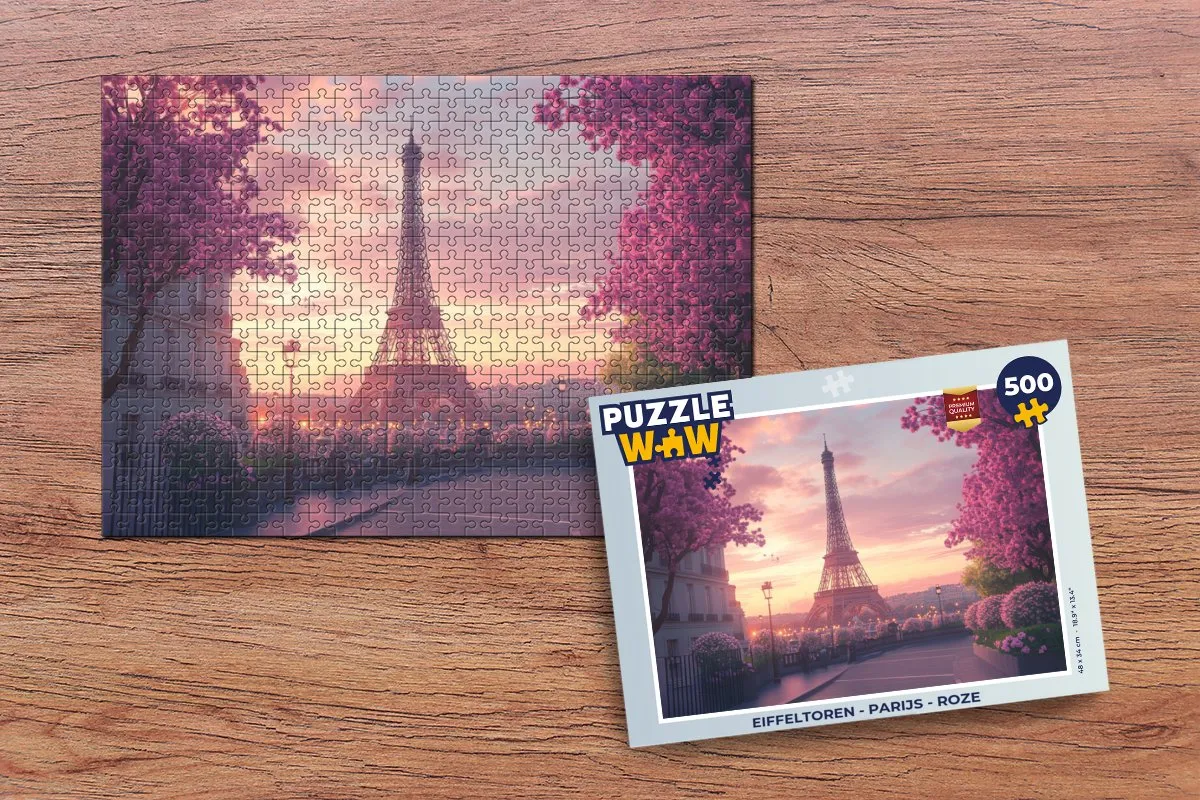 PuzzleWow Eiffeltoren Roze Legpuzzel 500 Stuks