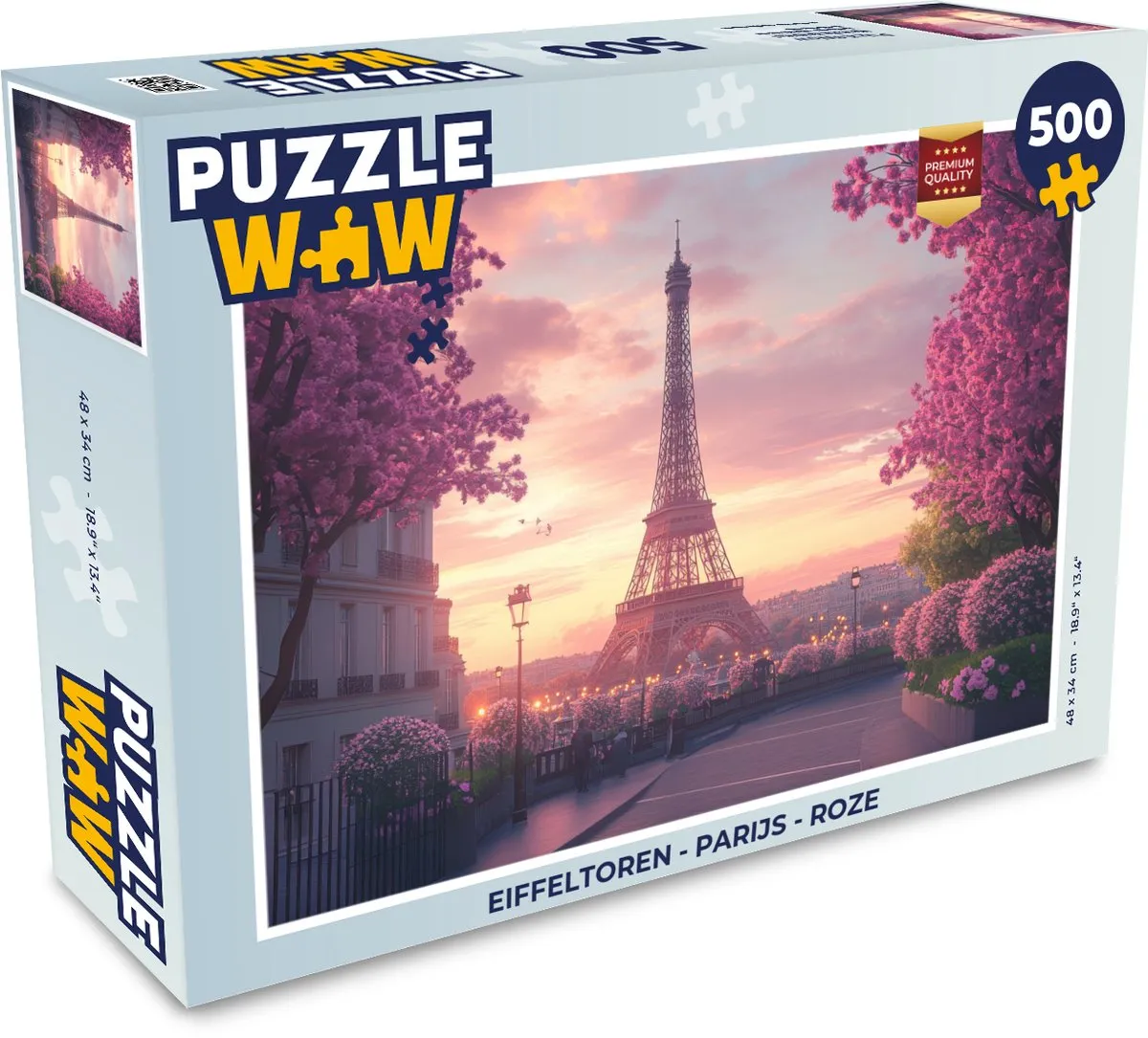 PuzzleWow Eiffeltoren Roze Legpuzzel 500 Stuks