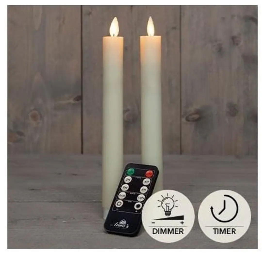 Anna's Collection LED Dinerkaarsen Ivoor - 2 Stuks