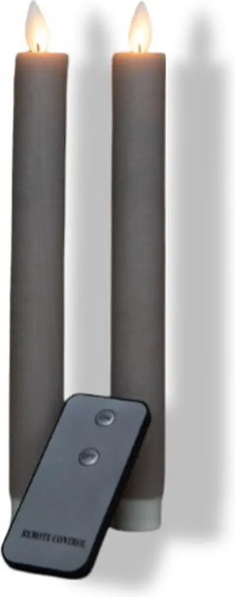 Anna's Collection LED Dinerkaarsen Grijs - 2 Stuks 23cm