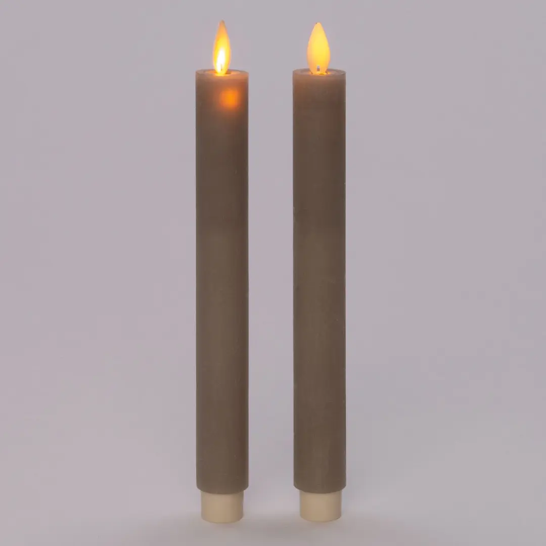 Anna's Collection LED Dinerkaarsen Grijs - 2 Stuks 23cm