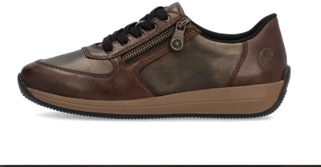 Rieker N1112-25 bruine leren sneakers rits en veters uitneembare zool maat 42