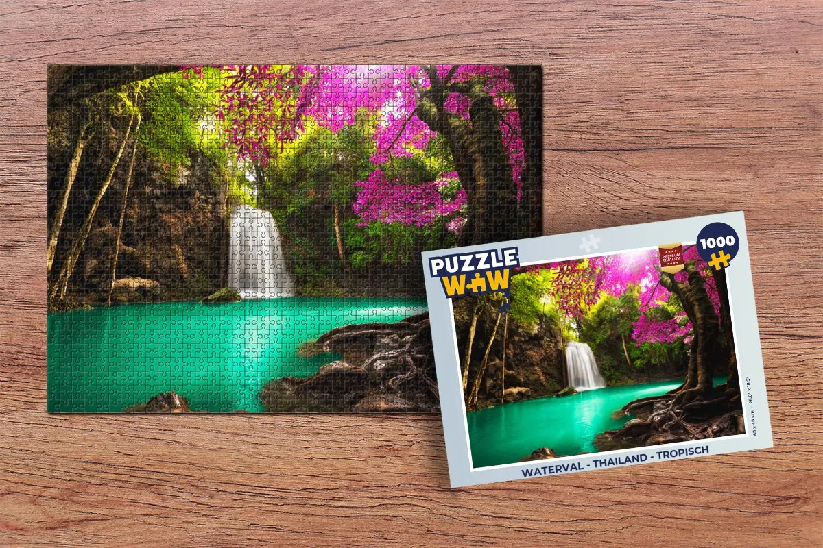 PuzzleWow Waterval Jungle Legpuzzel 1000 Stuks - Multicolor
