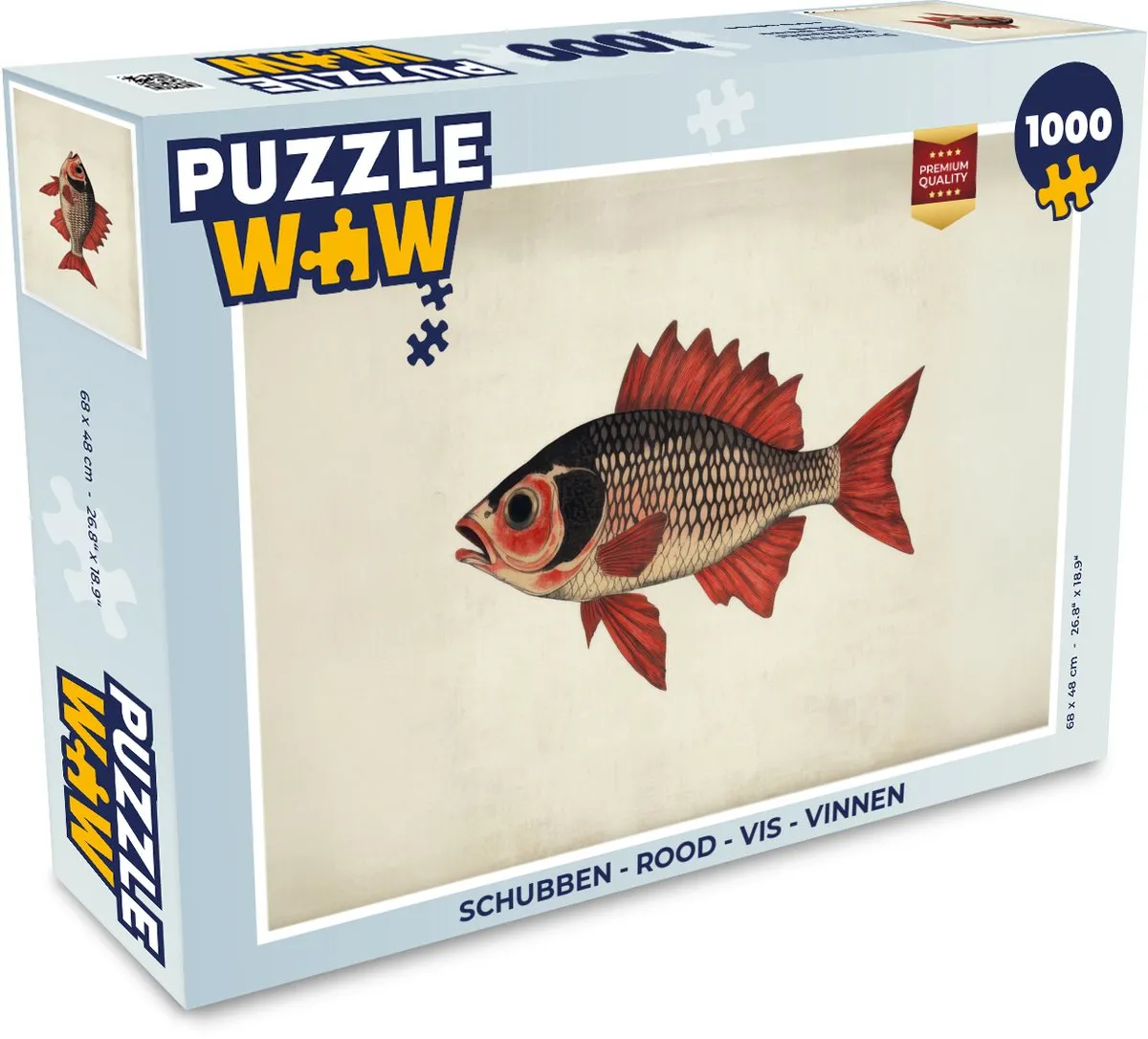 PuzzleWow Puzzel Schubben - Vis - 1000 Stuks - Rood