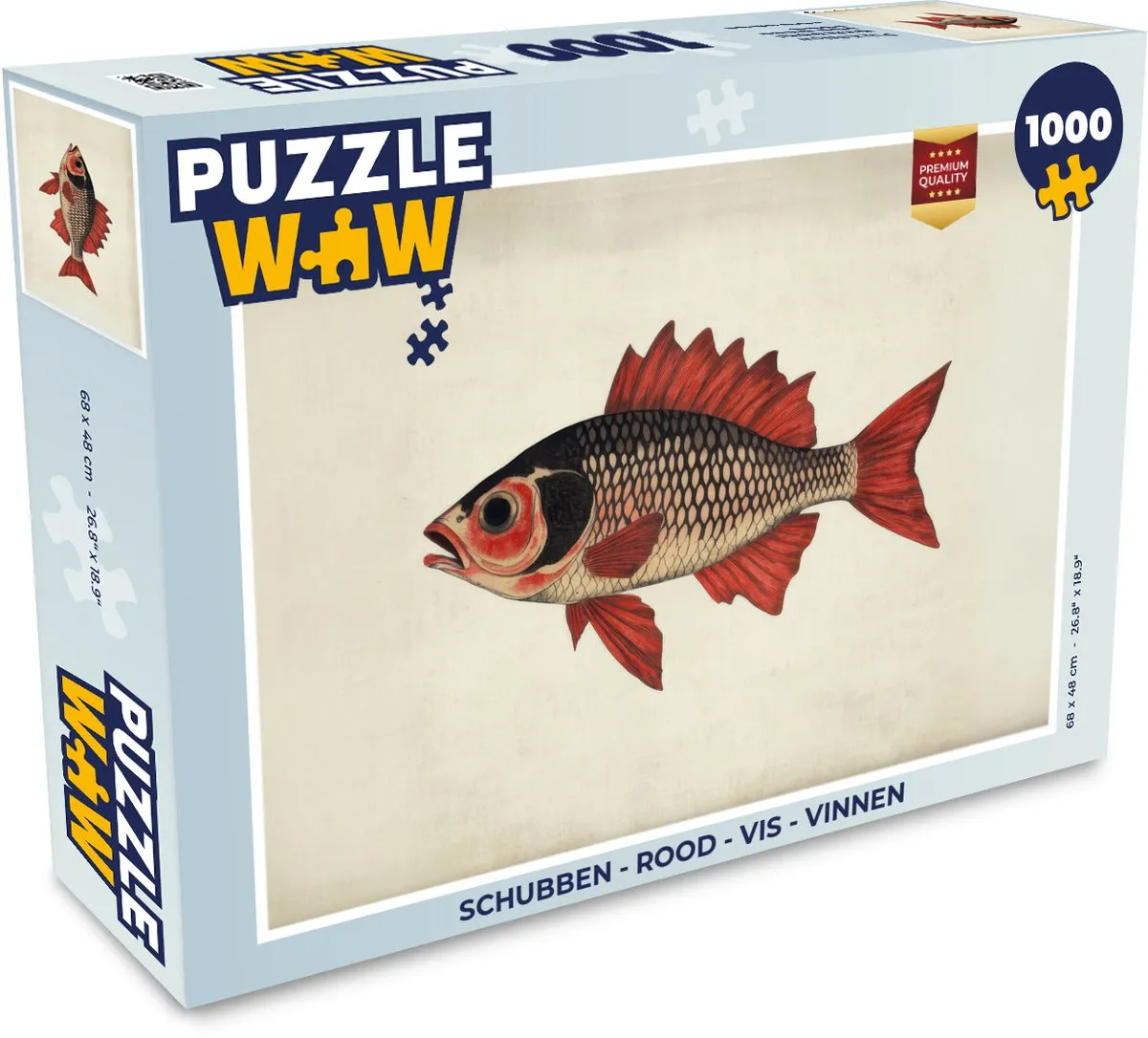 PuzzleWow Puzzel Schubben - Vis - 1000 Stuks - Rood