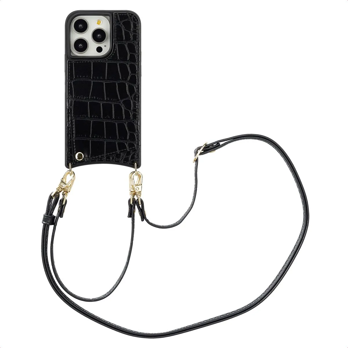 Selencia Hoesje iPhone 14 Pro Croco Zwart