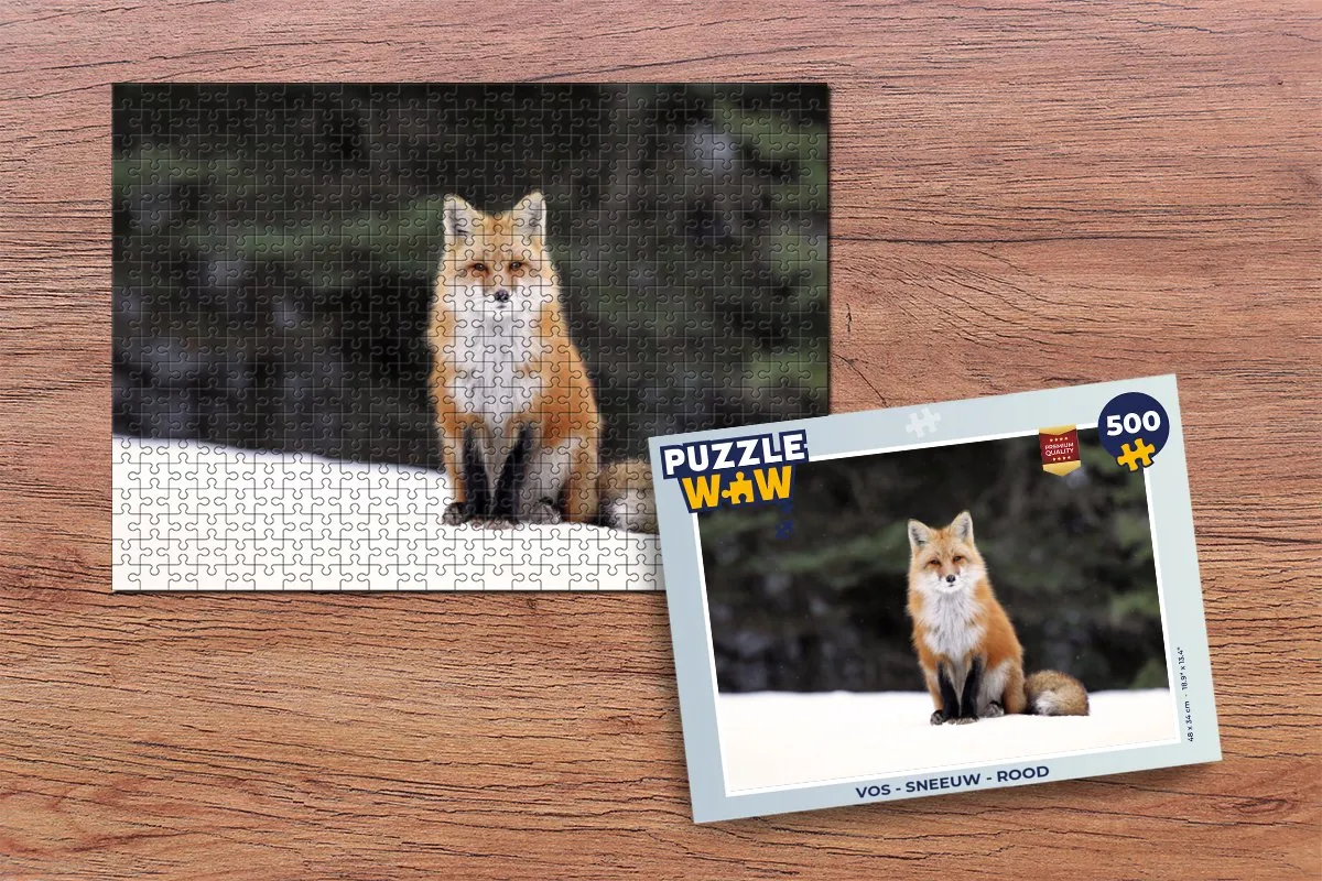 PuzzleWow Vos Sneeuw Legpuzzel 500 Stuks - Multicolor