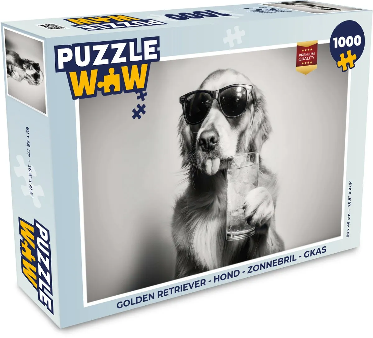 PuzzleWow Golden Retriever Legpuzzel 1000 Stuks - Hond met Zonnebril