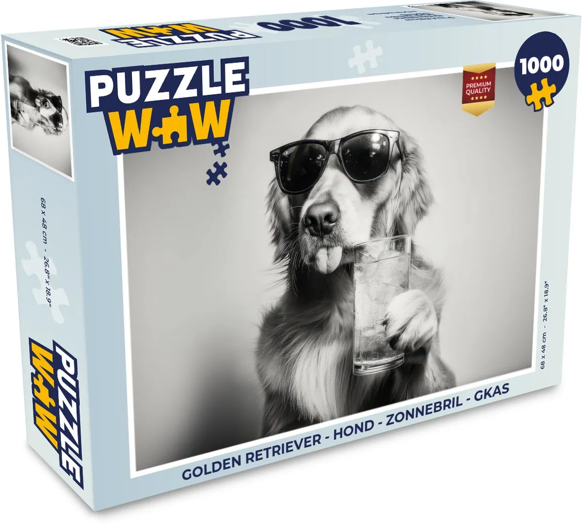 PuzzleWow Golden Retriever Legpuzzel 1000 Stuks - Hond met Zonnebril