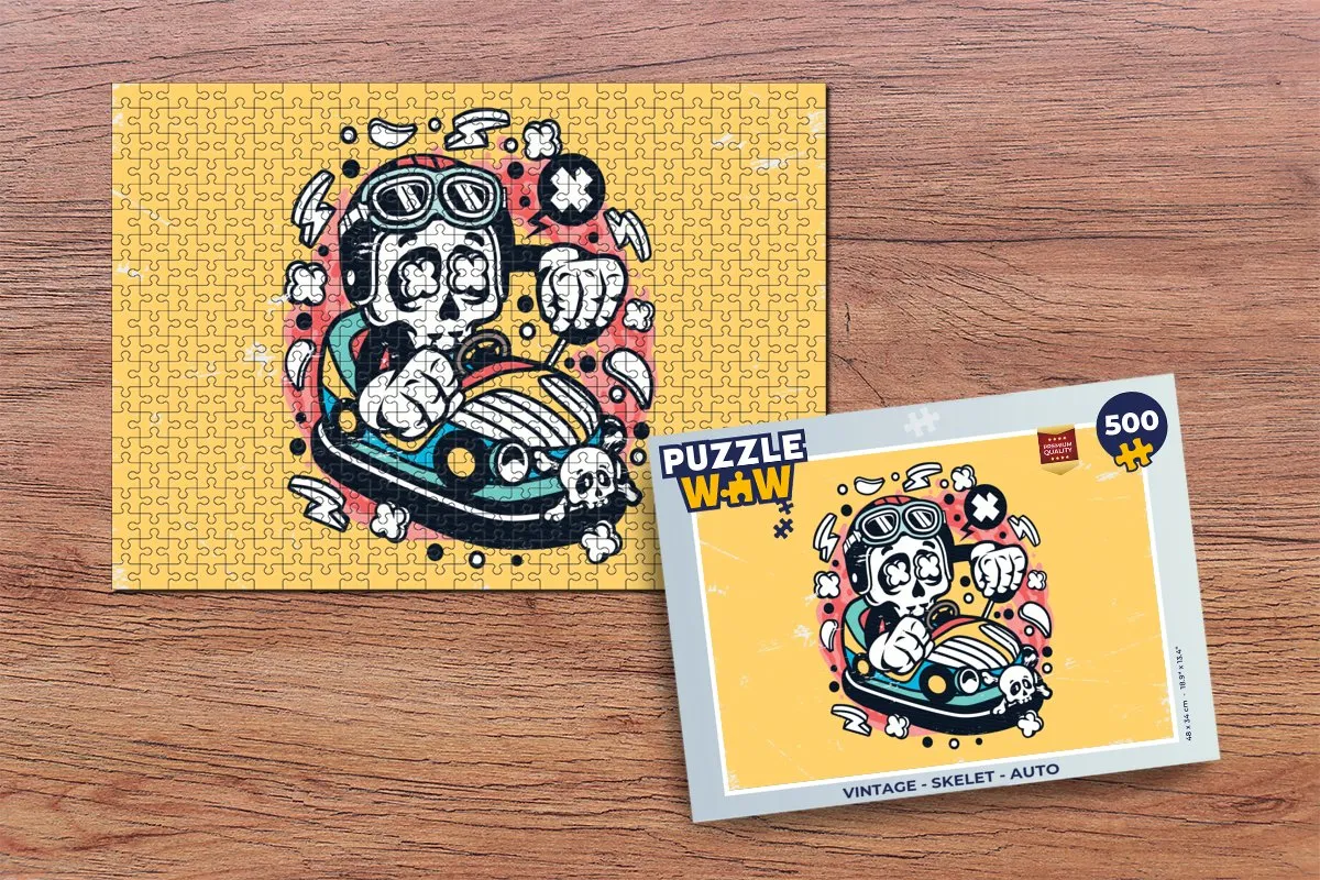 PuzzleWow Vintage Skelet Auto Legpuzzel 500 Stuks - Multicolor
