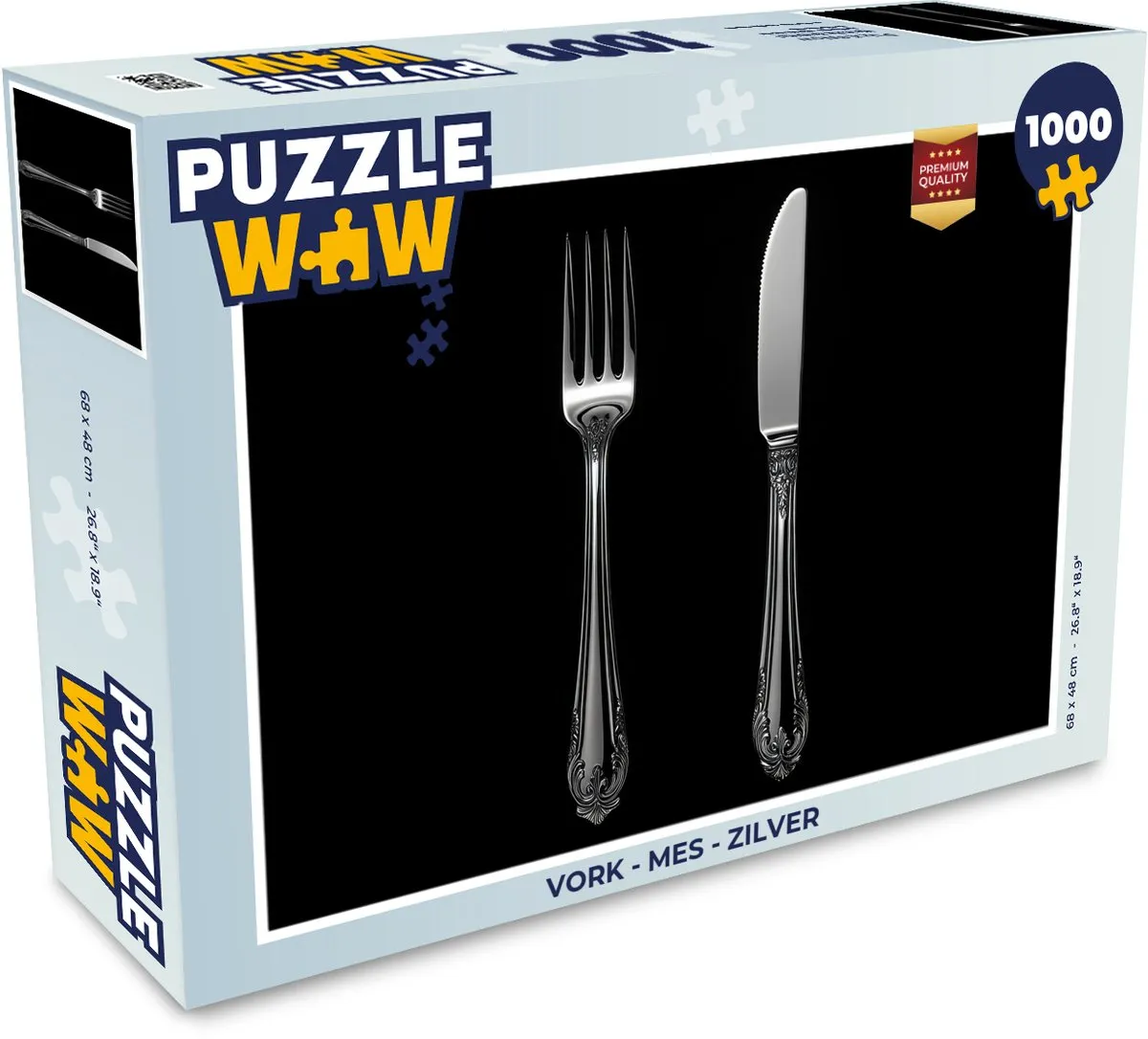 PuzzleWow Vork & Mes Legpuzzel 1000 Stuks - Zilver