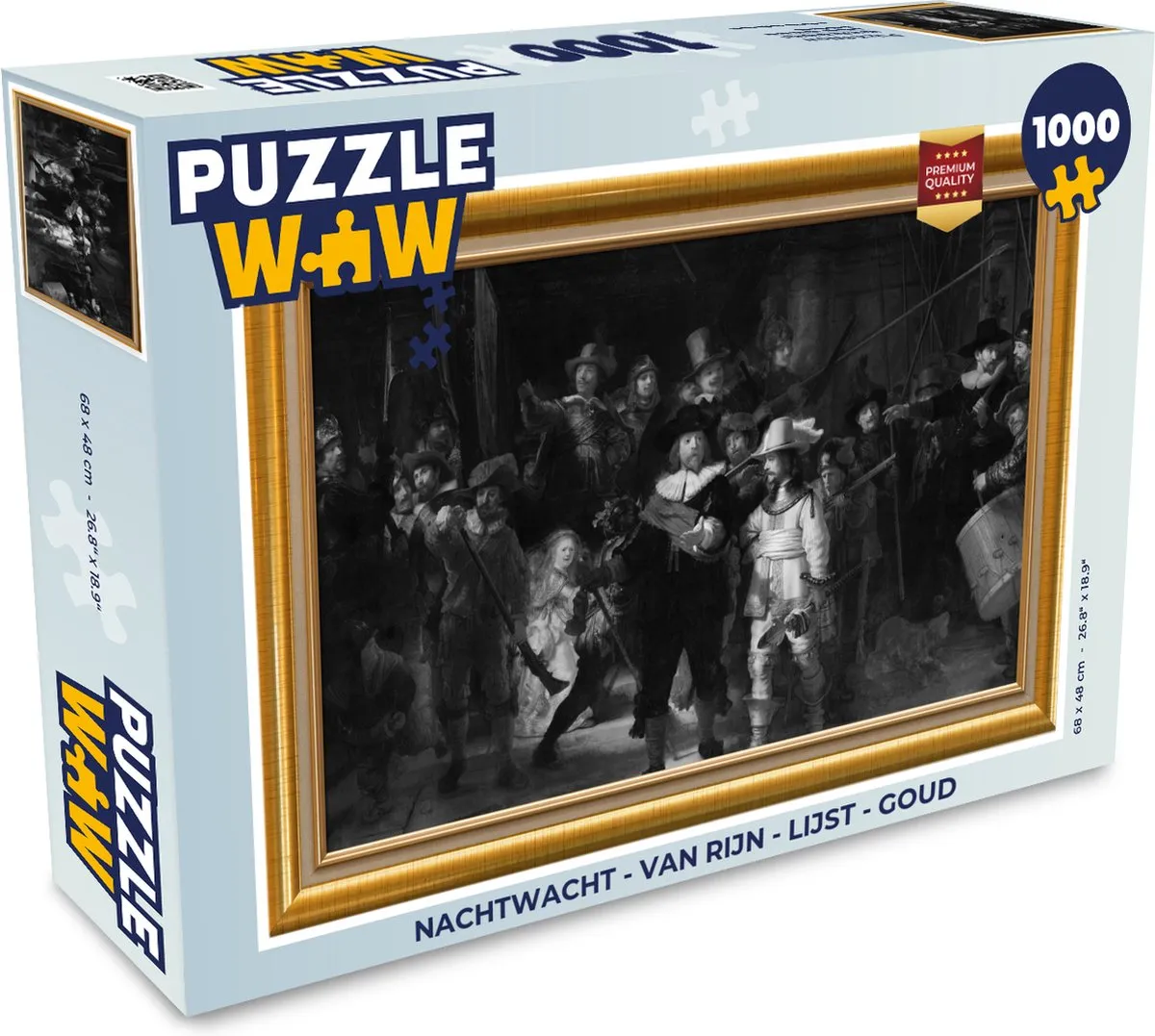 PuzzleWow Nachtwacht Legpuzzel 1000 Stuks - Goud
