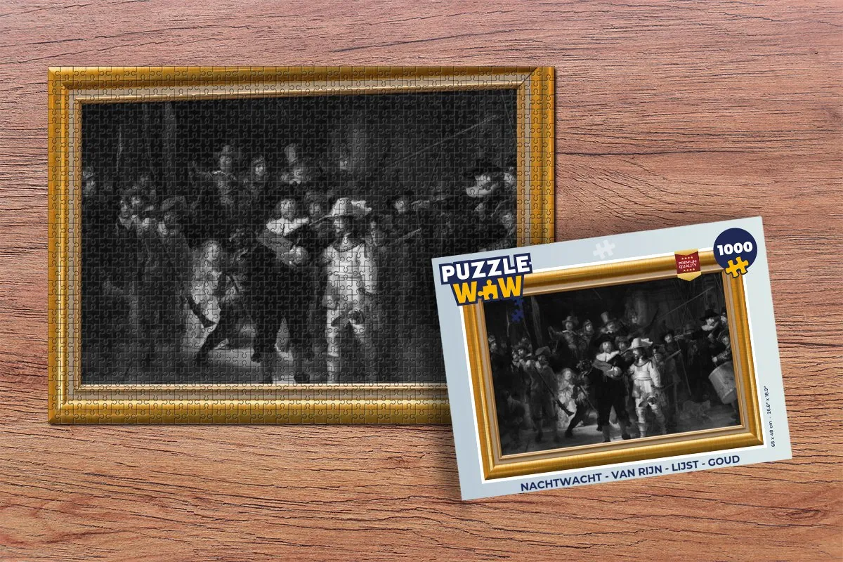 PuzzleWow Nachtwacht Legpuzzel 1000 Stuks - Goud