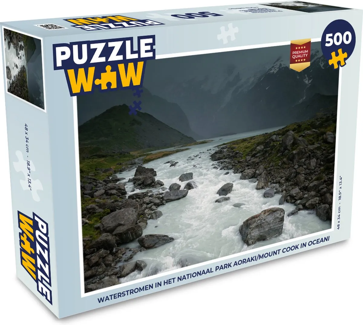 PuzzleWow Waterstromen Nationaal Park Aoraki 500 Stuks - Multicolor
