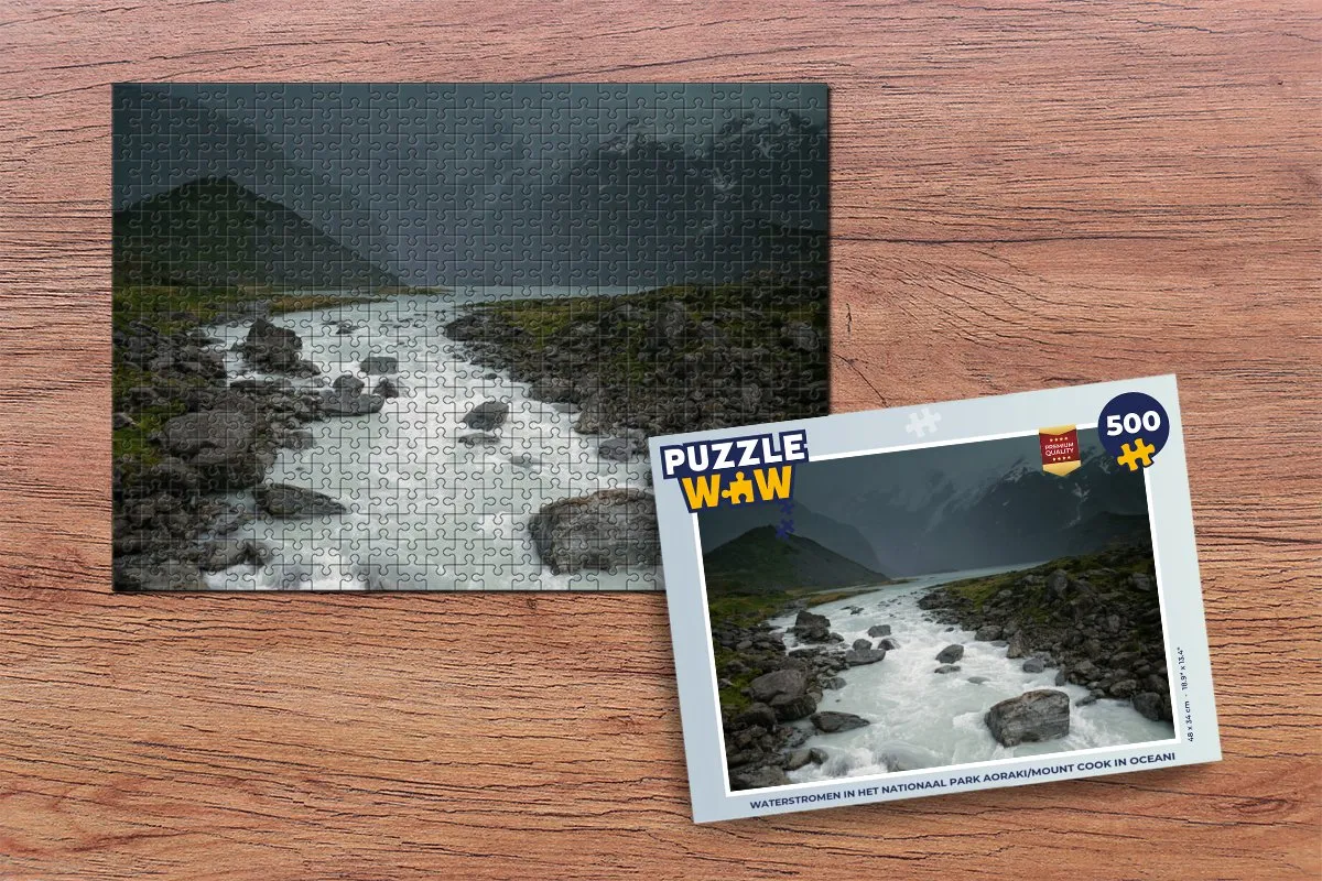 PuzzleWow Waterstromen Nationaal Park Aoraki 500 Stuks - Multicolor