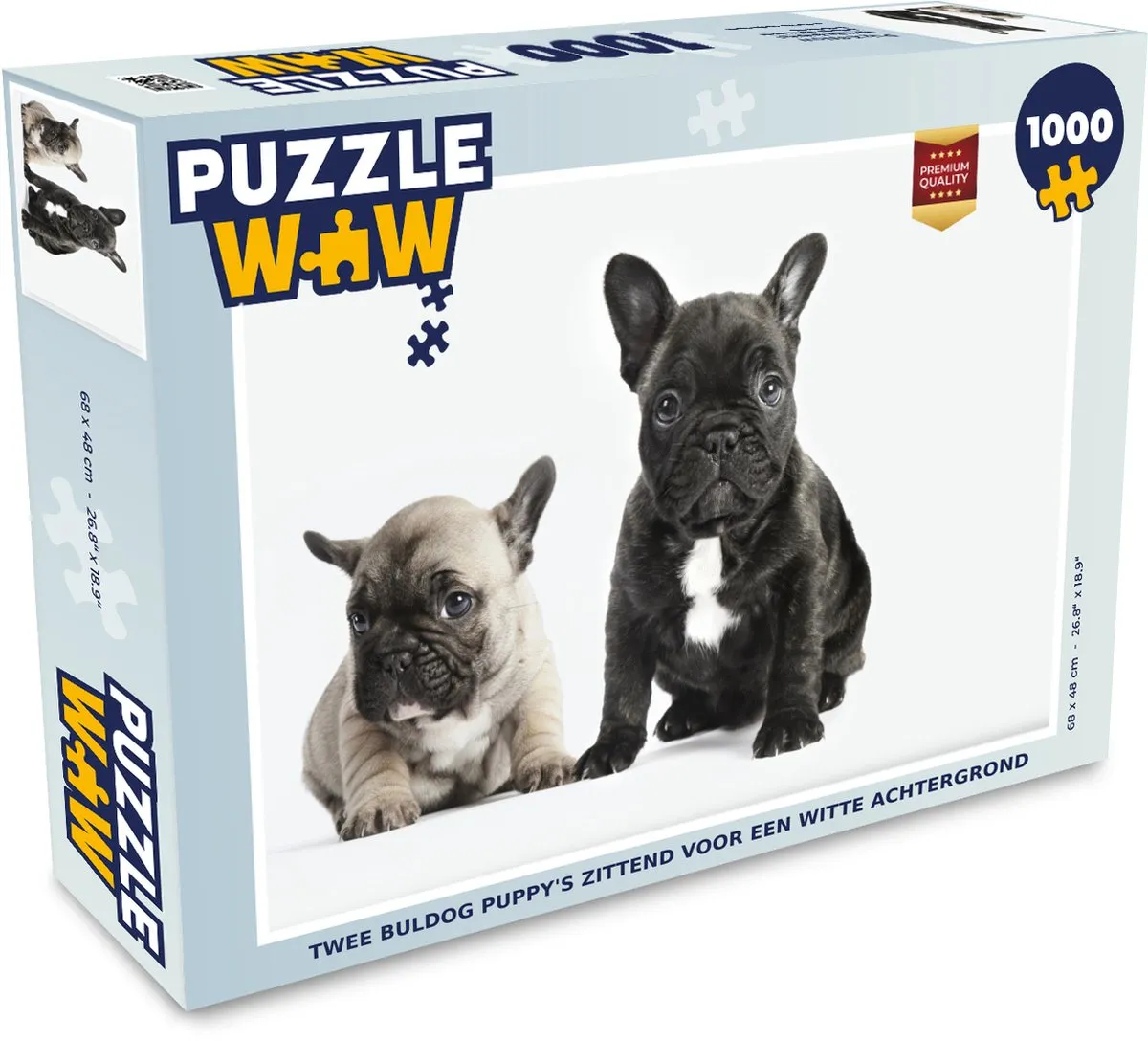 PuzzleWow Legpuzzel 1000 Stuks - Twee Buldogpuppy's Multicolor