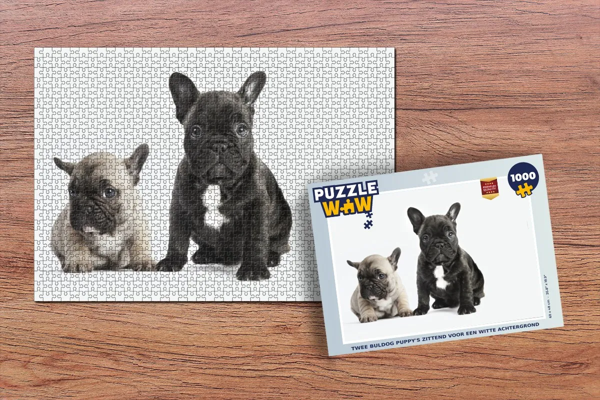 PuzzleWow Legpuzzel 1000 Stuks - Twee Buldogpuppy's Multicolor