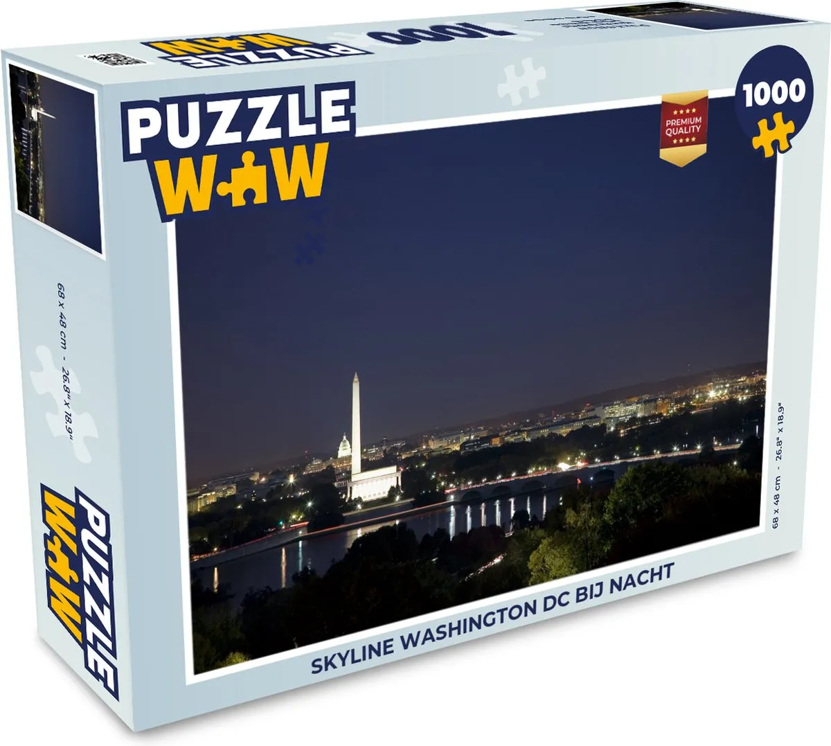 PuzzleWow Skyline Washington DC bij nacht Legpuzzel 1000 Stuks - Multicolor